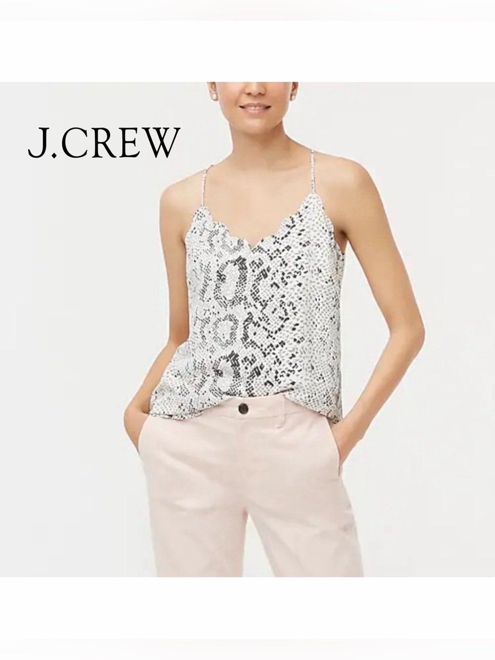 J. Crew Snakeskin Scalloped Cami Top in size 4